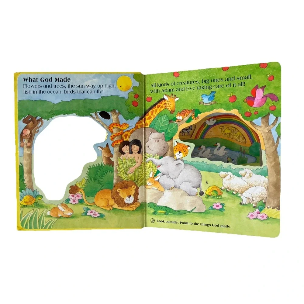Baby's First‎ Bible Catholic Board Book Peek Trough Windows Carry Handle Vintage
